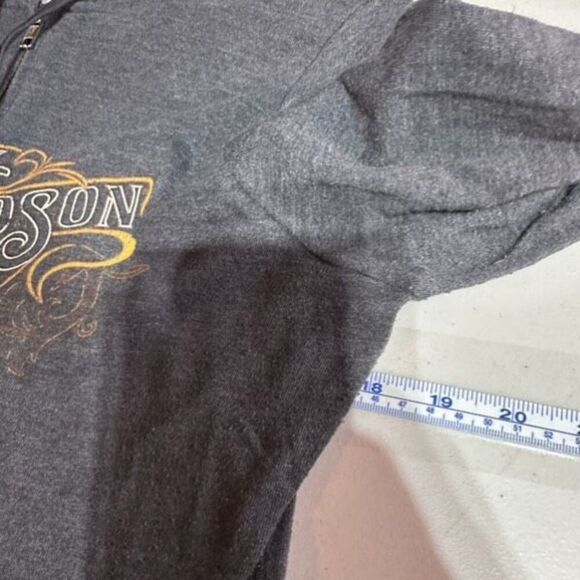 Vintage Y2K Harley Davidson Women Gray Full‎ Zip Hoodie Sweatshirt Medium Flames - Picture 5 of 11
